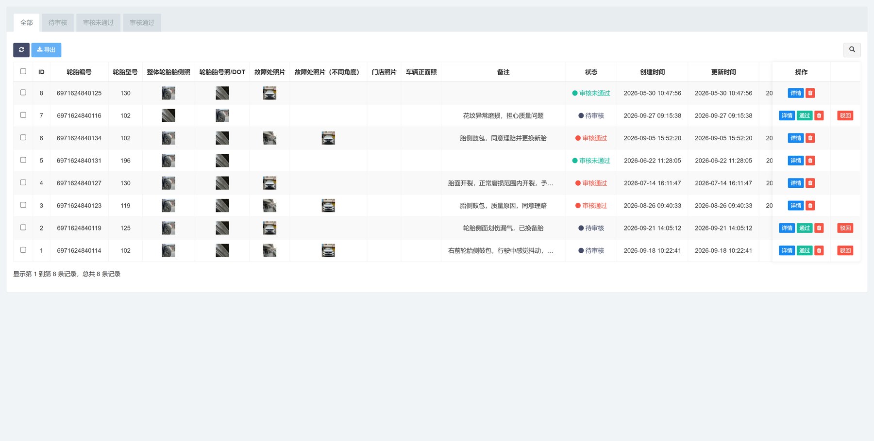 管理后台 · 理赔审核与一键导出